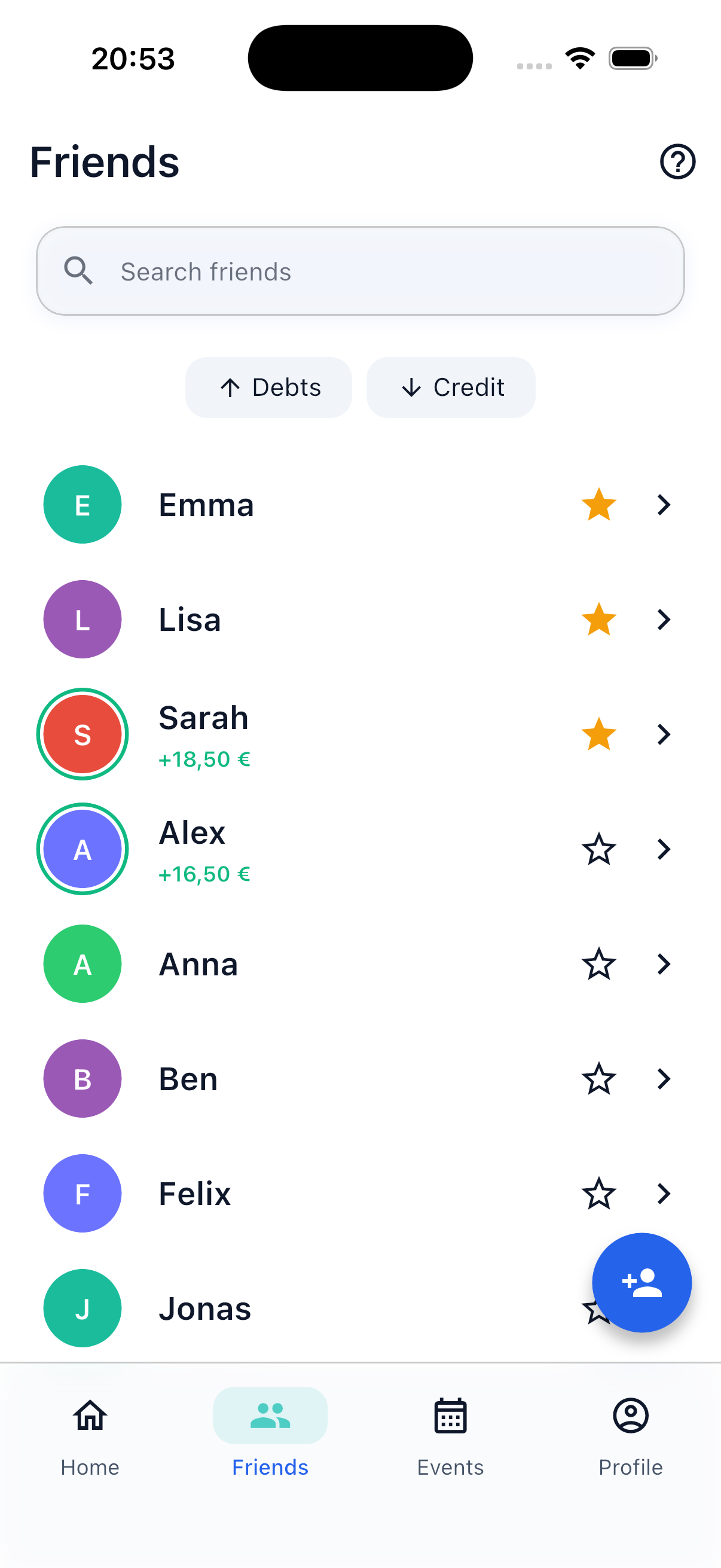 Friends List with Balances