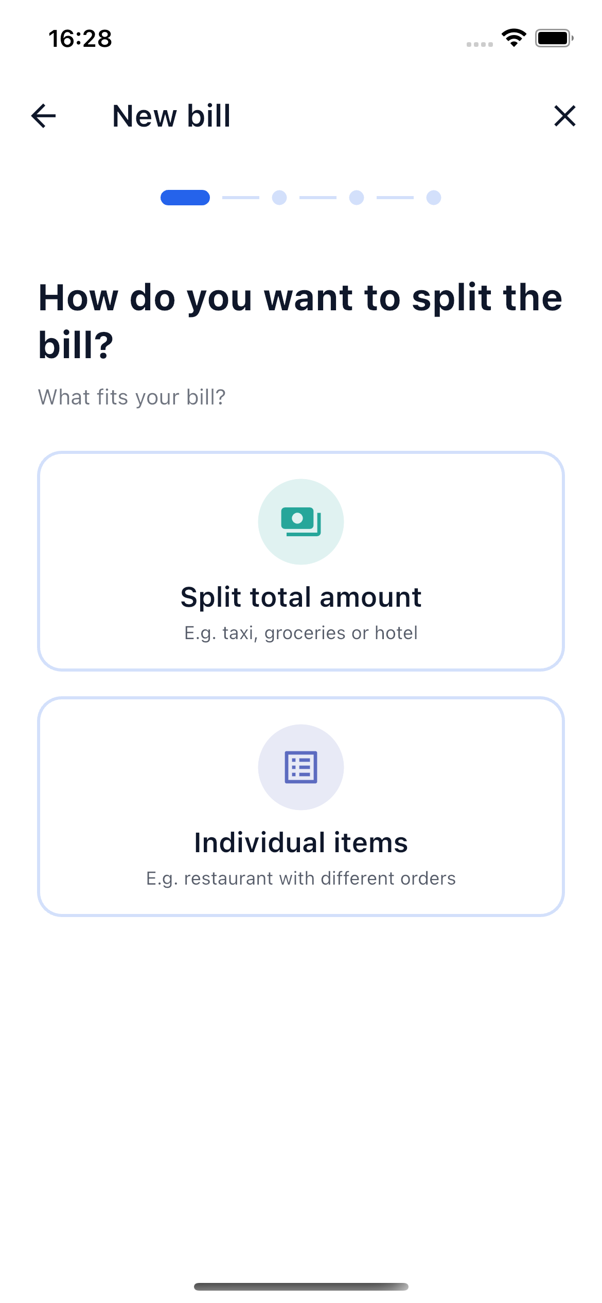 Choose split type