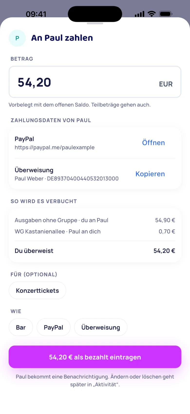 Schulden mit PayPal oder Überweisung ausgleichen