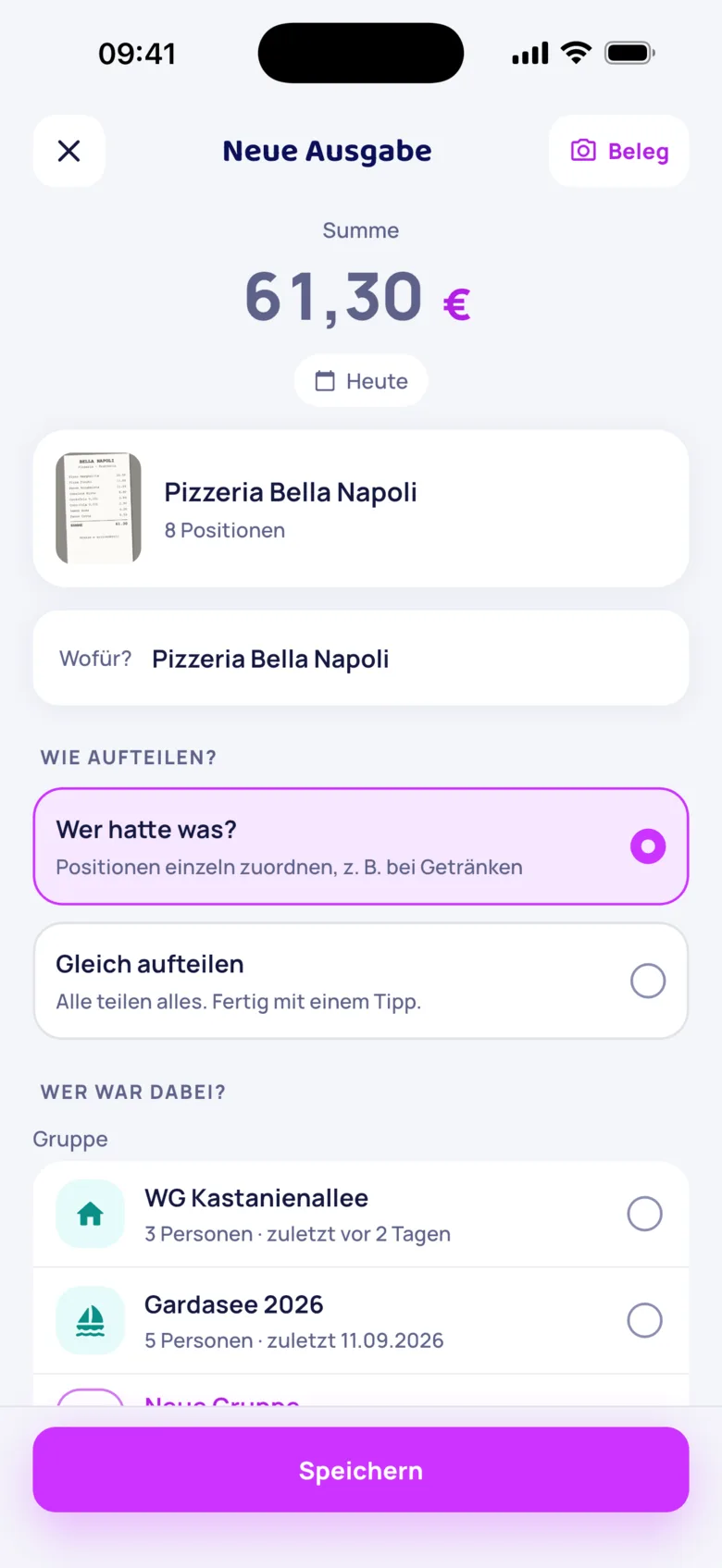 Kassenbon scannen, Positionen werden automatisch erkannt